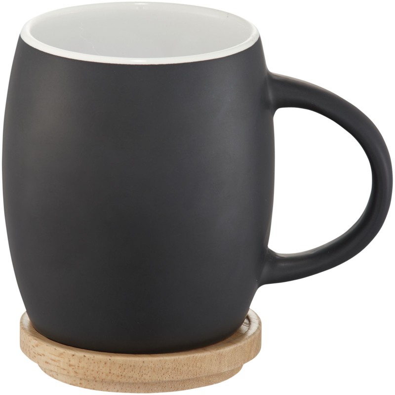 Tazza in ceramica Heart con coperchio in legno da 400 ml Tazza in ceramica Heart con coperchio in legno da 400 ml