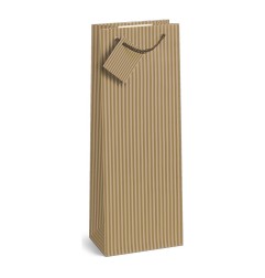 Shopper Niji per bottiglia in carta kraft a righe 13x36x10 cm, 20 pezzi - 4335
