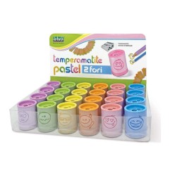 Temperamatite Lebez Pastel in metallo a 2 fori, espositore da 24 pezzi - 81060