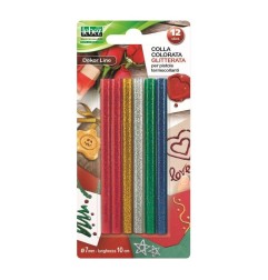 Stick di colla a caldo glitter Lebez, diametro 7 mm, lunghezza 10 cm, confezione da 12 pezzi - 80228
