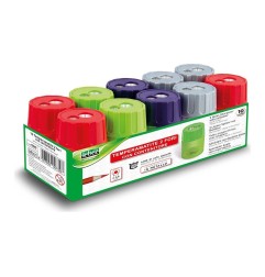 Temperamatite Lebez in metallo a 2 fori con serbatoio linea Trasparent, scatola da 10 pezzi - 530