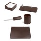 Set da scrivania Niji VIP 5 pezzi in ecopelle con scrittoio, colore marrone - 60269 Set da scrivania Niji VIP 5 pezzi in ecopelle con scrittoio, colore marrone - 60269