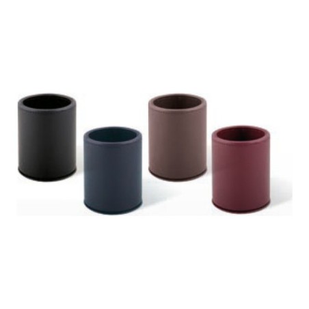 Bicchiere portapenne Niji in ecopelle, colore bordeaux, altezza 10,5 cm e diametro 8,5 cm - 61872
