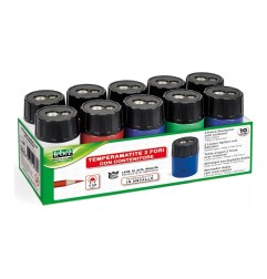 Temperamatite Lebez in metallo a 2 fori con serbatoio, scatola da 10 pezzi - 430