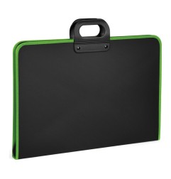 Cartella portadisegni Lebez 58x38x3 cm nera con bordo in cordura fluo, colori assortiti - 61612