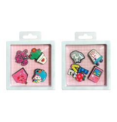 Set 4 decorazioni Lebez Joy Pins a clip 3D, espositore da 12 set - 81921