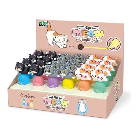 Mini evidenziatore Lebez Meow colori pastello - 82070