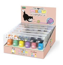 Set 6 mini evidenziatori Lebez Meow colori pastello - 82071