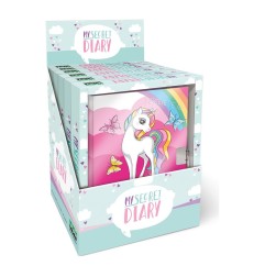 Diario segreto Lebez Pretty Unicorn 160 pagine con lucchetto, espositore da 6 pezzi - 81129