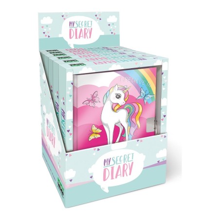 Diario segreto Lebez Pretty Unicorn 160 pagine con lucchetto, espositore da 6 pezzi - 81129