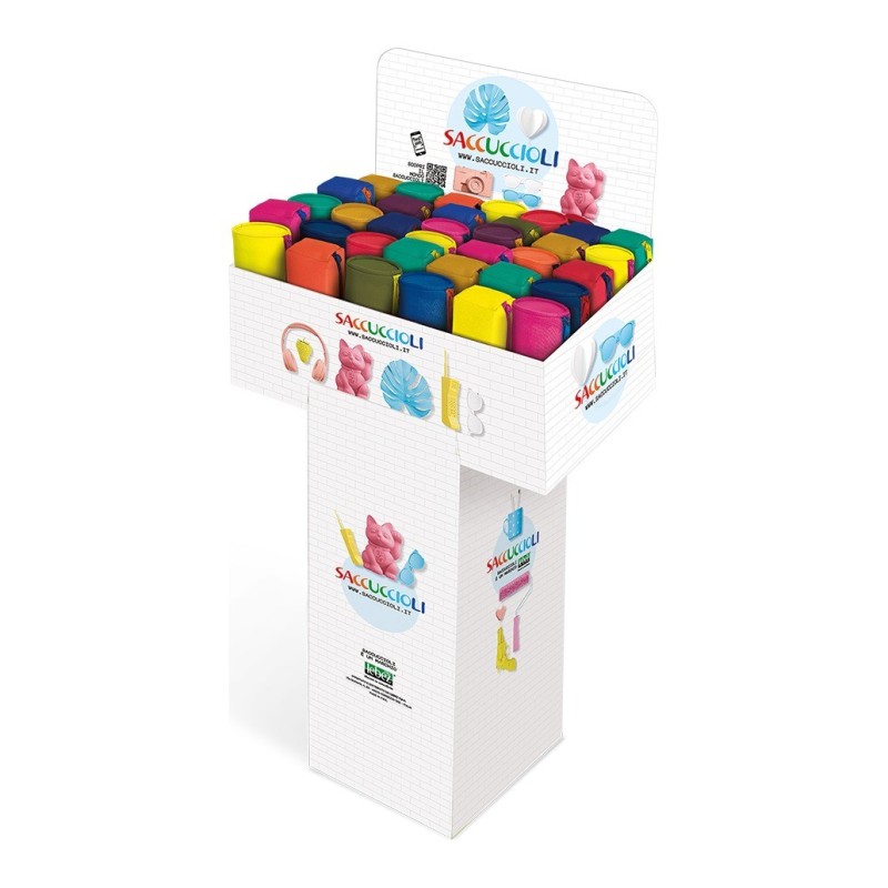 Taschetta Saccuccioli Extra Colors Zip, espositore da terra da 50 pezzi - 81470 Taschetta Saccuccioli Extra Colors Zip, espositore da terra da 50 pezzi - 81470