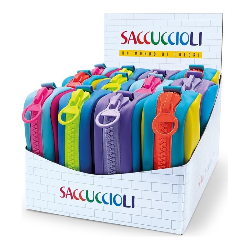 Taschetta Saccuccioli Zippy Colors con megazip, espositore da 12 pezzi - 81529 Taschetta Saccuccioli Zippy Colors con megazip, espositore da 12 pezzi - 81529