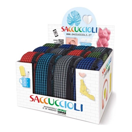 Taschetta Saccuccioli Basic Squares round 1 zip, espositore da 12 pezzi - 81250