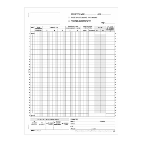 Registro prima nota IVA corrispettivi 25x2 autoricalcante (25 moduli in 2 copie) Edipro - E2102A