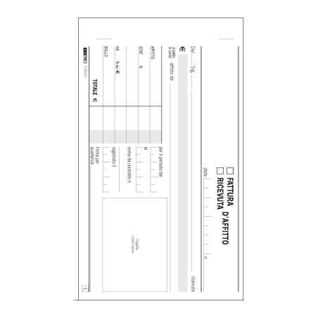 Blocco ricevuta d’affitto 50x2 autoricalcante 10x17 (50 moduli in 2 copie) Edipro - E5504C