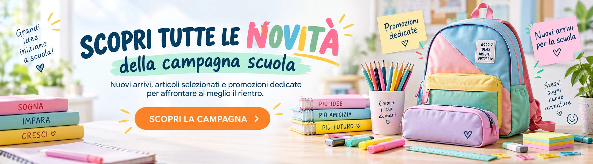 Scopri tutte le novità della campagna scuola: nuovi arrivi, articoli selezionati e promozioni dedicate