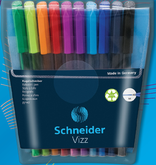 10 pz Penna Biro Vizz M Schneider 10 colori assortiti 102290