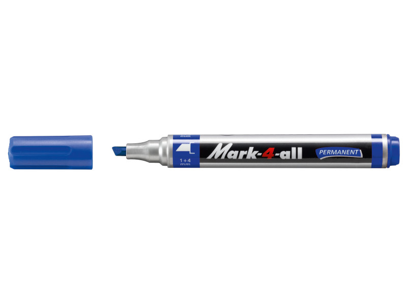 10 pz Pennarello Marker Stabilo Mark 4 All blu punta a scalpello 653/41