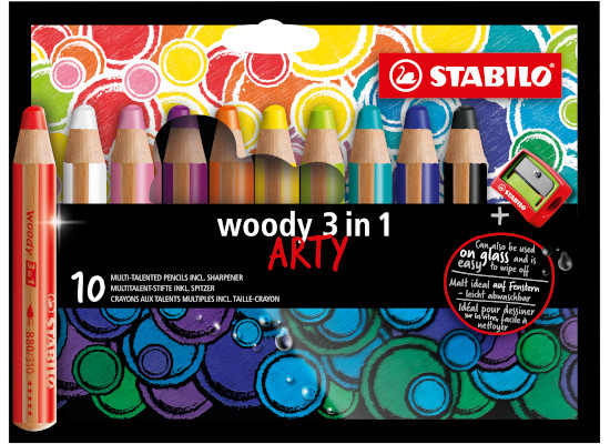 10 Matitoni colorati Stabilo Woody 3in1 Arty Line 880/10-1-20