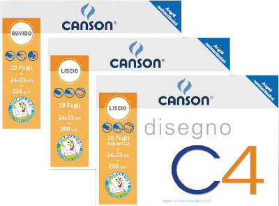 20 Fogli Album da Disegno Canson 24x33 200 gr  450