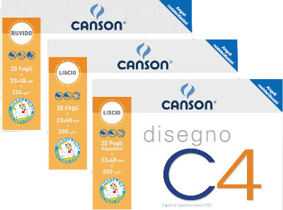 CANSON 20 Fogli Blocco da Disegno Liscio Squadrato 33x48 500-454