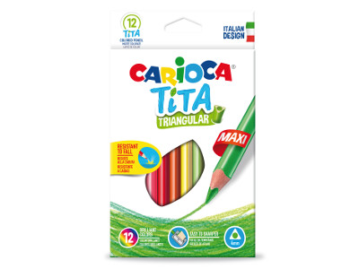 12 pz Pastelli Carioca Tita maxi triangolari colori assortiti 42791