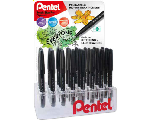PENTEL 24 pezzi Pennarelli sign pen brush pigment lettering assortiti  0022296