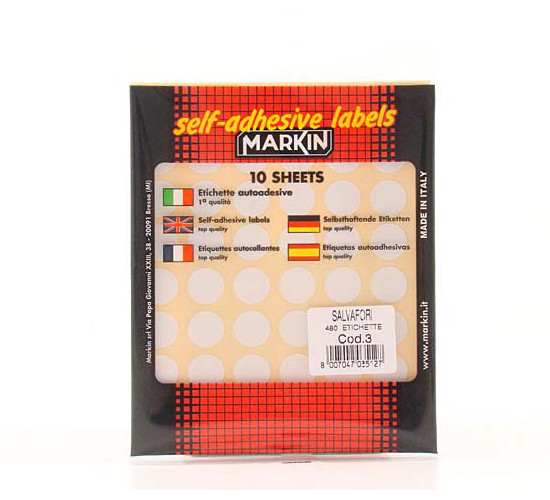 10 fogli Etichette adesive bianche Markin salvafori X10003