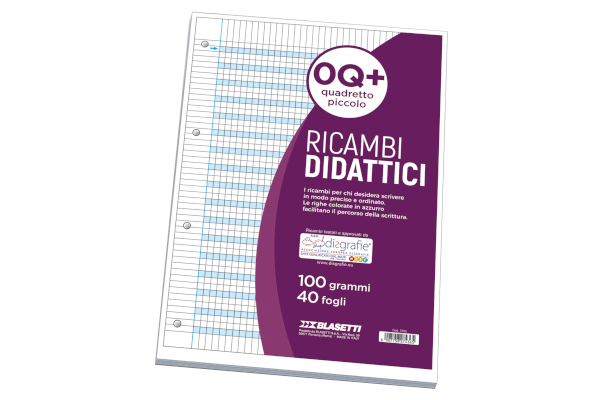 BLASETTI Ricambi didattici Per Quaderni - A4 - Righe Q+ Doppio spaziato 100 gr 7436