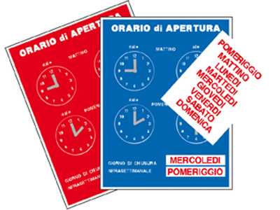 LETTERFIX Cartello orario colore rosso Tempopol 16x21 T00278
