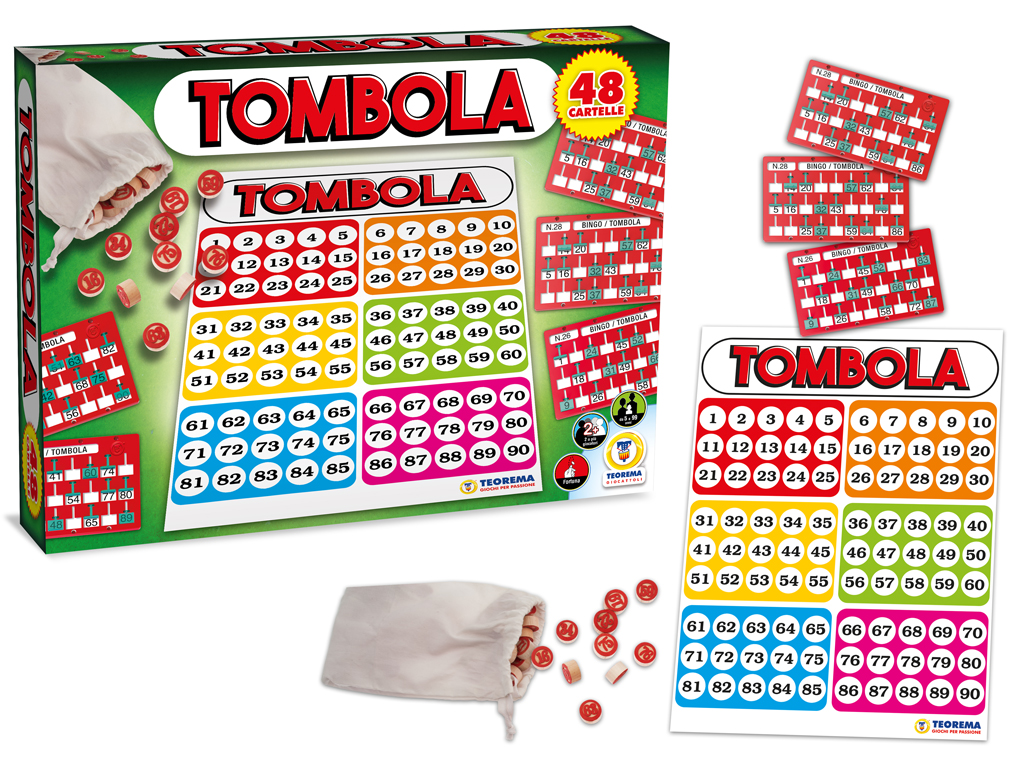 TEOREMA GIOCO TOMBOLA 48 CARTELLE PLAST. C/TABELLONE 68537