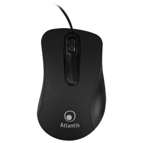 ATLANTIS Mouse Ottico OPTISTAR USB 3 Tasti con Scroll col.Nero