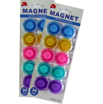 10 pz Magneti per lavagna diametro 30 MM in 5 colori trasparenti 3010T