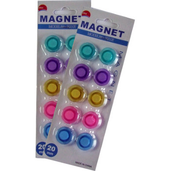 10 pz Magneti per lavagna diametro 20 MM 5 colori trasparenti 2010T