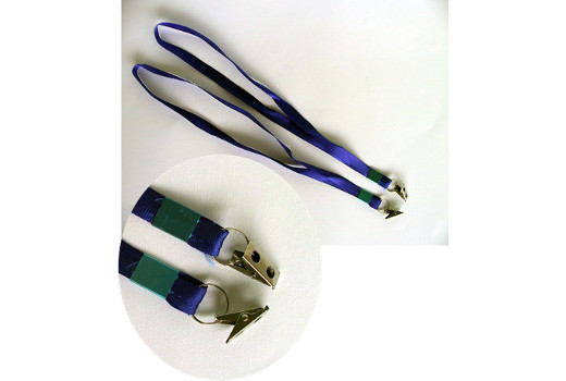 100 pezzi Cordoncino blu porta badge con pinze
