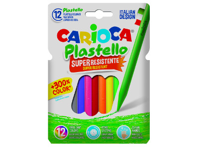 12 pz Pastelli a cera Plastello Carioca colori assortiti 42711